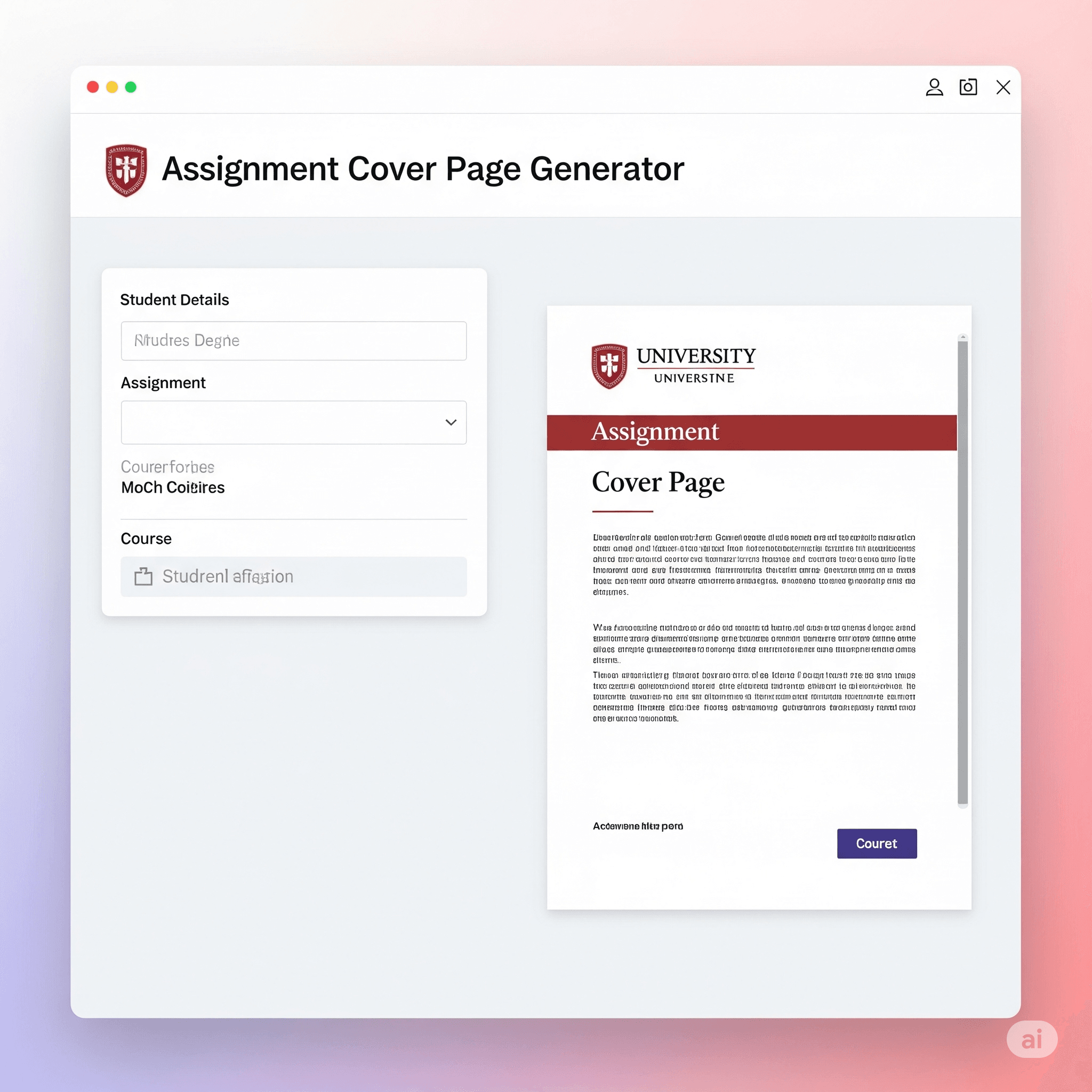 Example of Assignment Cover Page Generator with Title and Logo